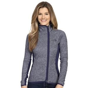 NORTH FACE Arcata Hoodie Women Small Patriot Blue Heathered Full Zip Jacket EUC